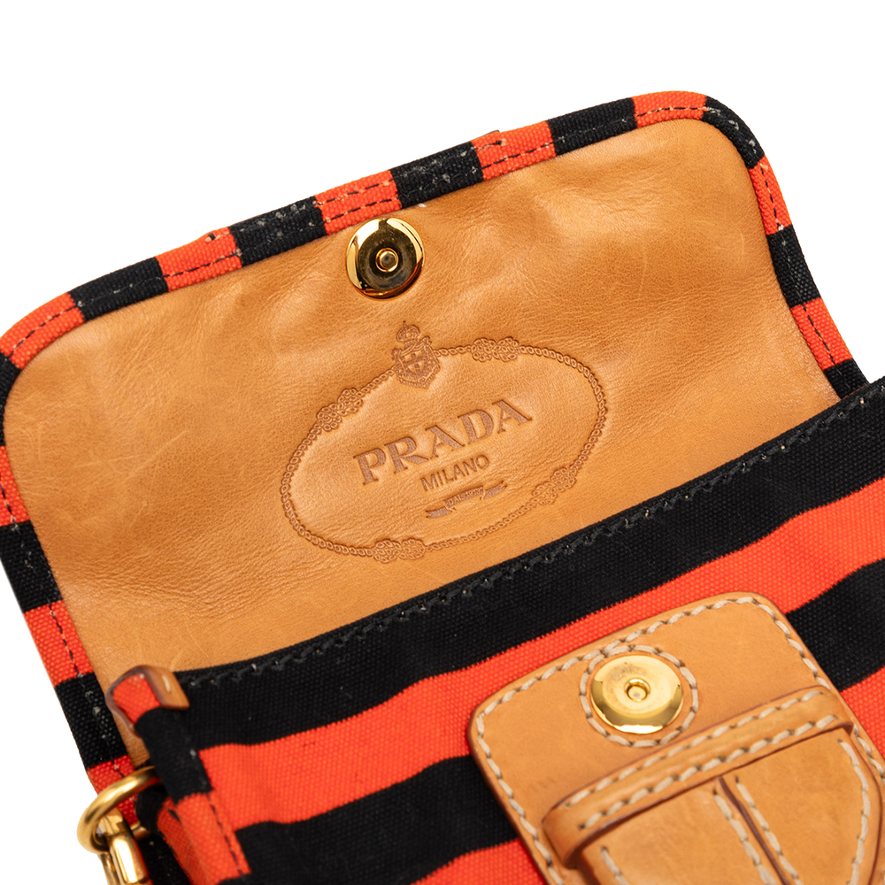 Pre-Loved Prada Canvas Canapa Righe Striped Messenger Bag - Picture 6 of 7